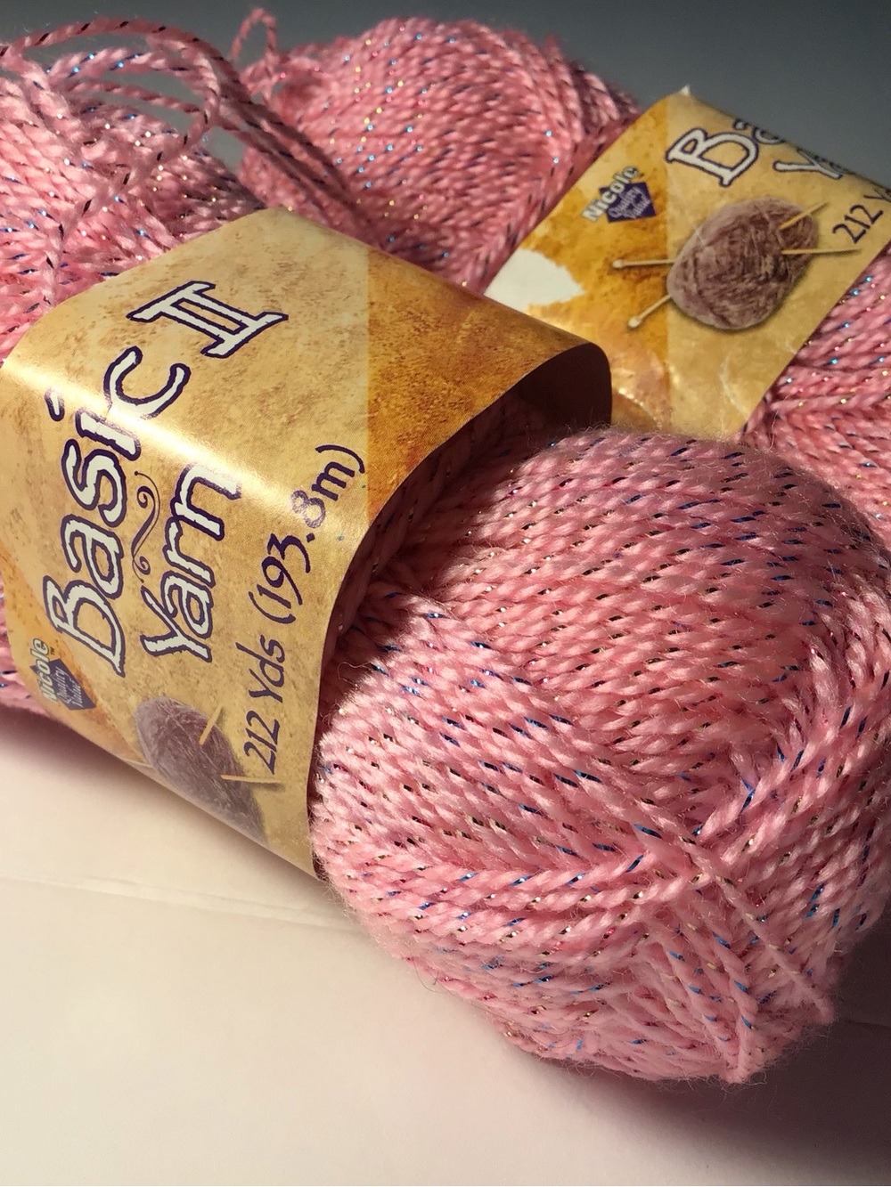 Nicole Basic II Pink Sparkle Yarn 2 Skeins Weight 2